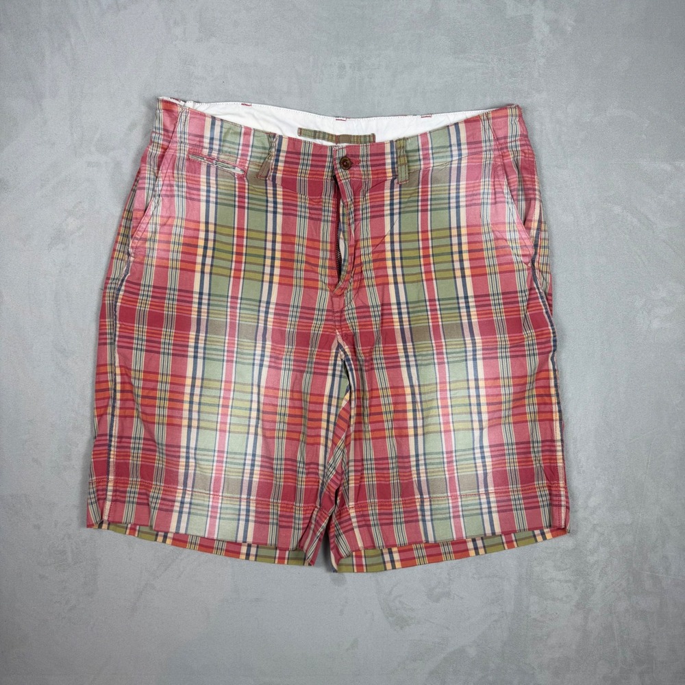 Y2K Mens Polo Ralph Lauren Plaid‎ Chino Shorts Preppy Multi-Color 34
